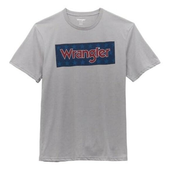 Wrangler Men's Short Sleeve Star Block Logo Graphic T-Shirt - Grey - Picture 1 of 4
